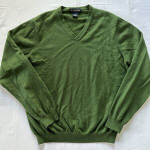 Brooks Brothers Stretch Sweater Mens L Green Merino Wool Long Sleeve Pullover